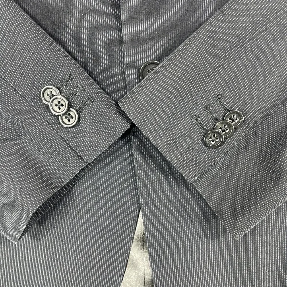 Banana Republic Blazer Jacket Mens 44R Black Pinstripe Business Single Breasted